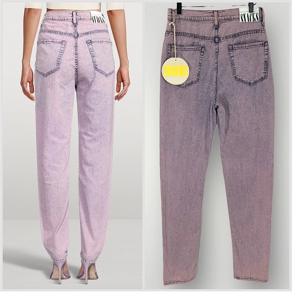MOTHER SNACKS High Waisted Twizzy Skimp Wash Jeans in Silver Pink NWT - Picture 10 of 11